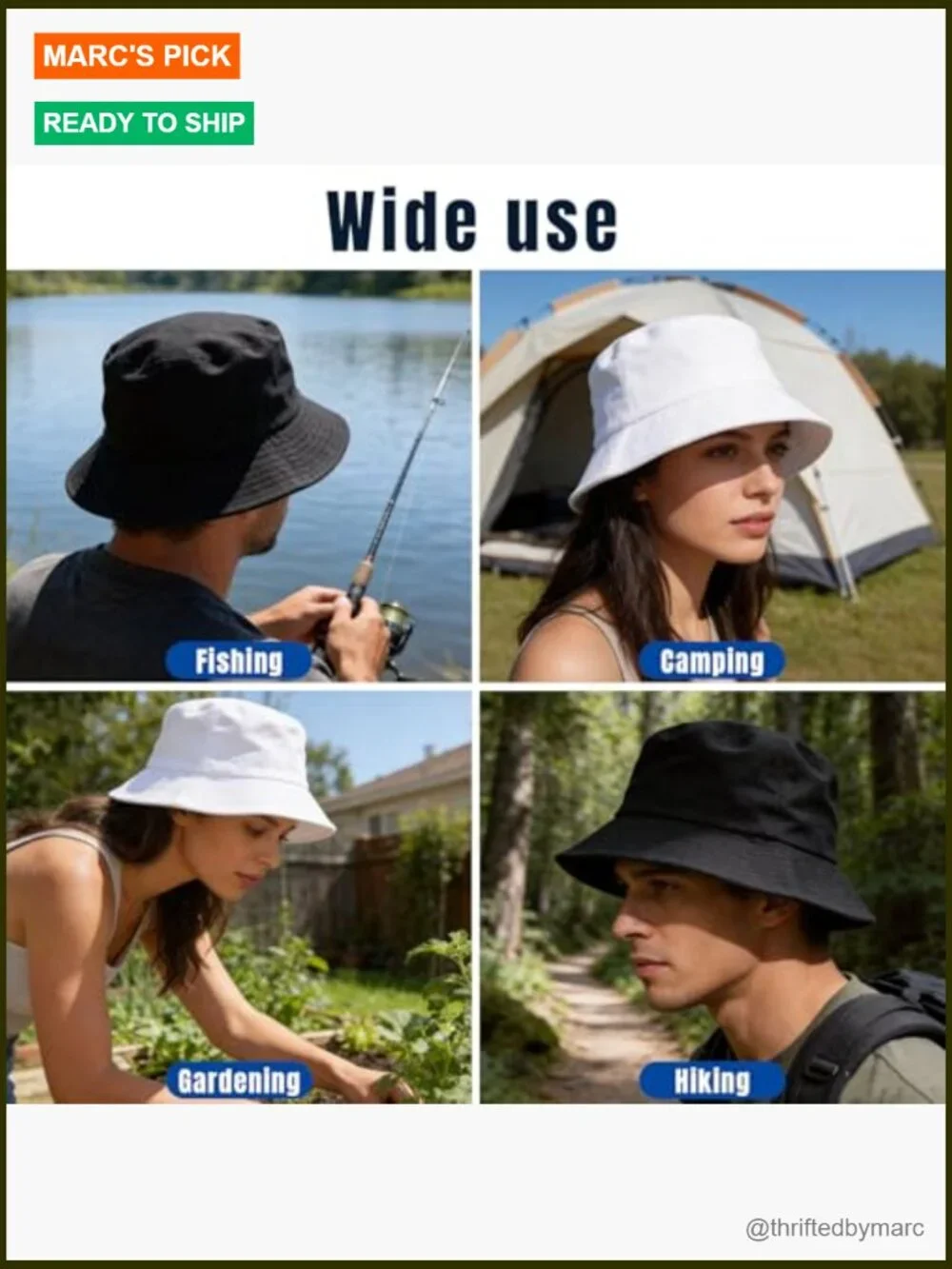 Packable Bucket Hat UPF 50+ Sun Protection Cotton Adjustable Fishing Travel Cap